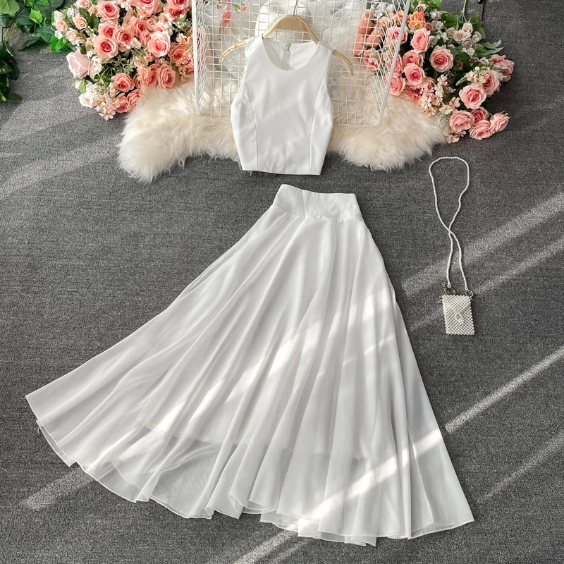 White A line two pieces dress fashion dress  614 Everyday wear unclassified dresses