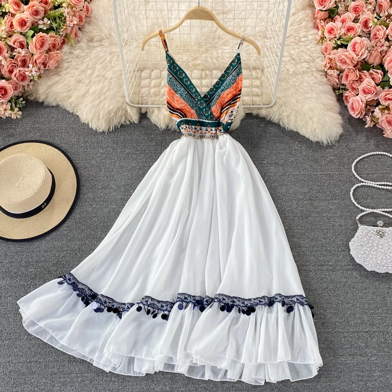 White A line v neck dress fashion dress  620 Formal unclassified dresses
