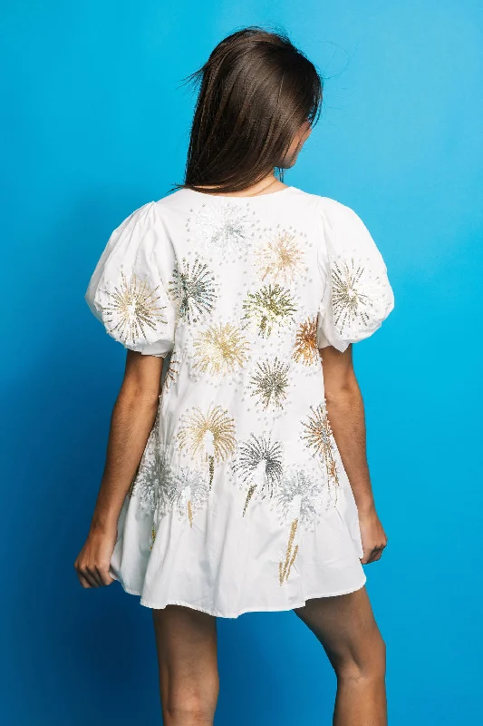 White Firework Back Dress Sequin unclassified dresses