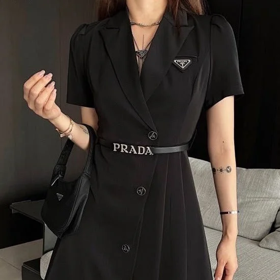 Women Black Blazer Dress Wrap unclassified dresses