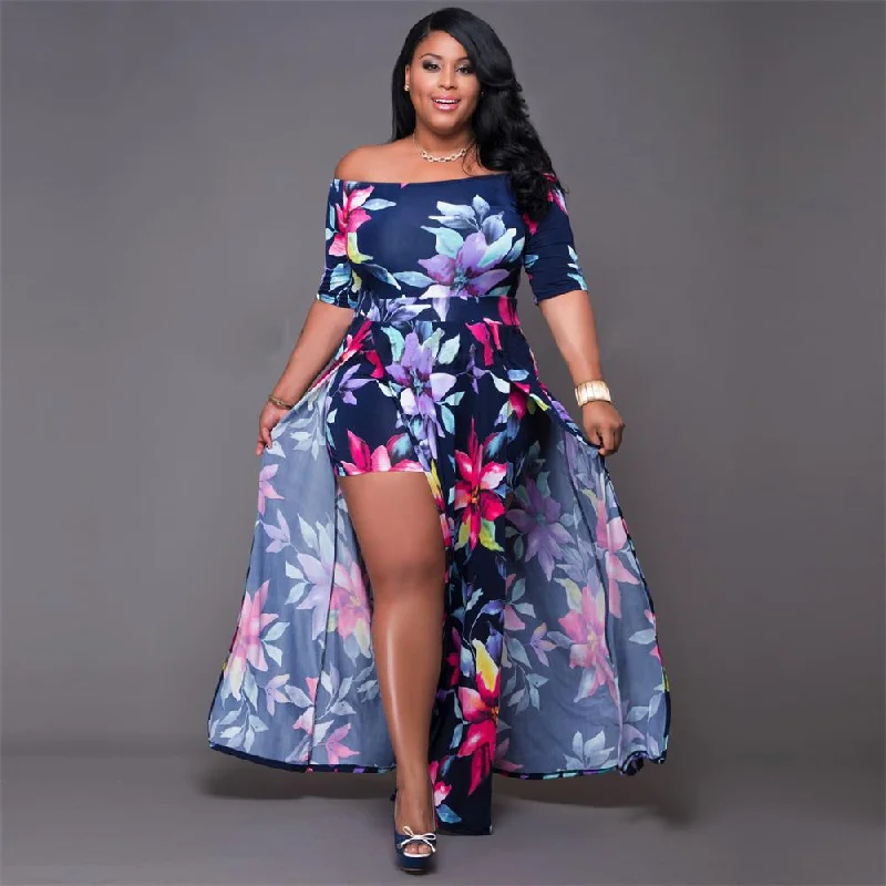 Women Fashion Casual Vacation Off Shoulder Floral Printing Side Slit Dress ASOS floral dresses Women Fashion Casual Vacation Off Shoulder Floral Printing Side Slit Dress ASOS floral dresses