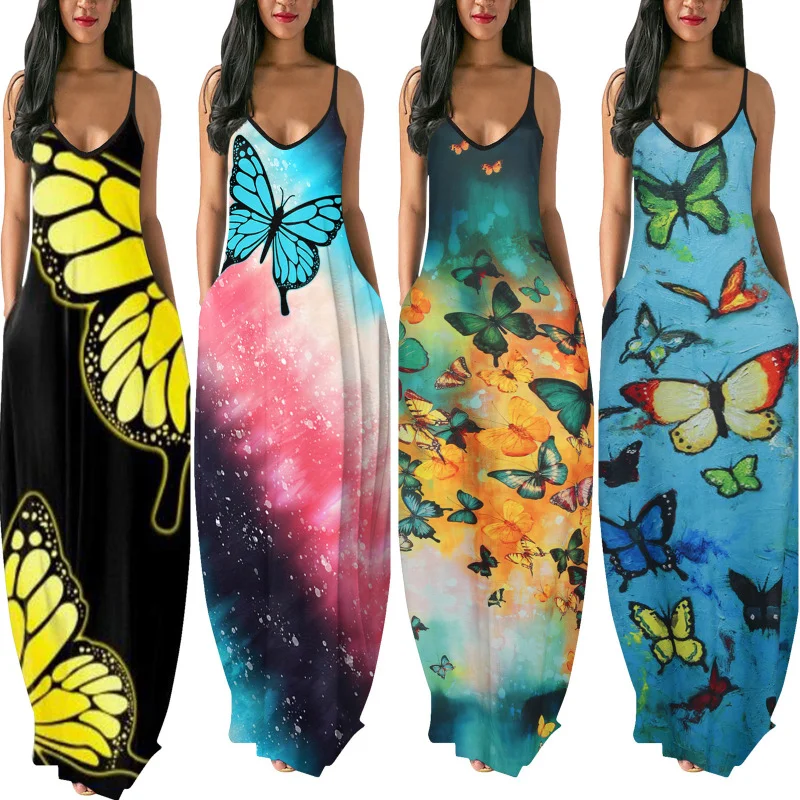 Women Fashion Print Sleeveless Slip Dress Cottagecore floral dresses