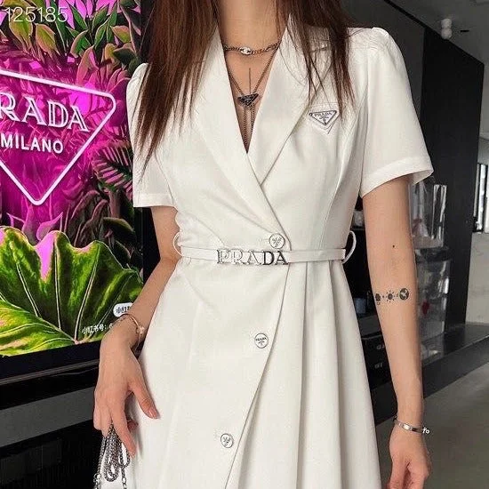 Women White blazer Dress Tiered unclassified dresses