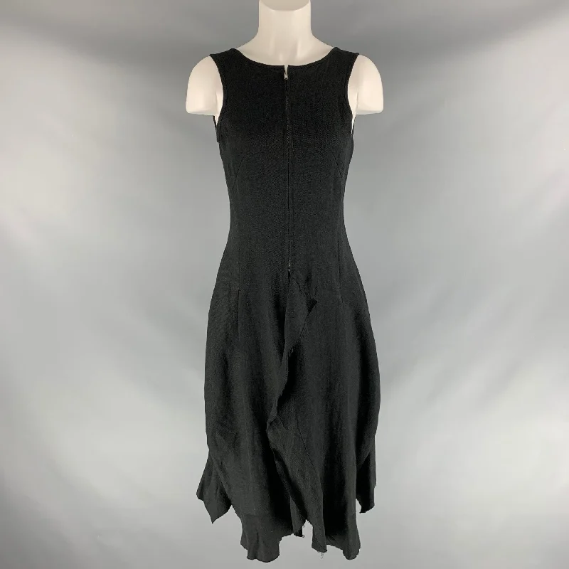 YOHJI YAMAMOTO Size S Black Linen Solid Dress Summer unclassified dresses