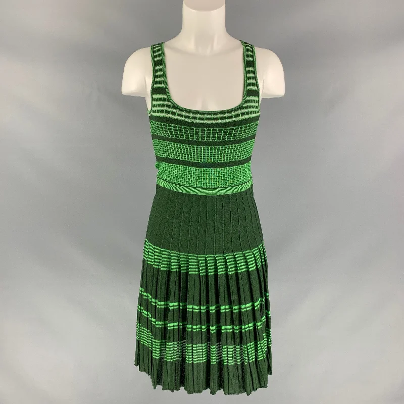 ZAC POSEN Size S Green Viscose Blend Pleated Sleeveless Dress Wedding guest unclassified dresses