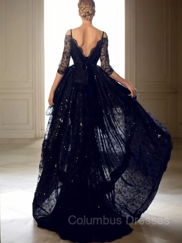 A-Line/Princess V-neck Sweep Train Lace Prom Dresses With Belt/Sash Lace High Neck Dress A-Line/Princess V-neck Sweep Train Lace Prom Dresses With Belt/Sash Lace High Neck Dress