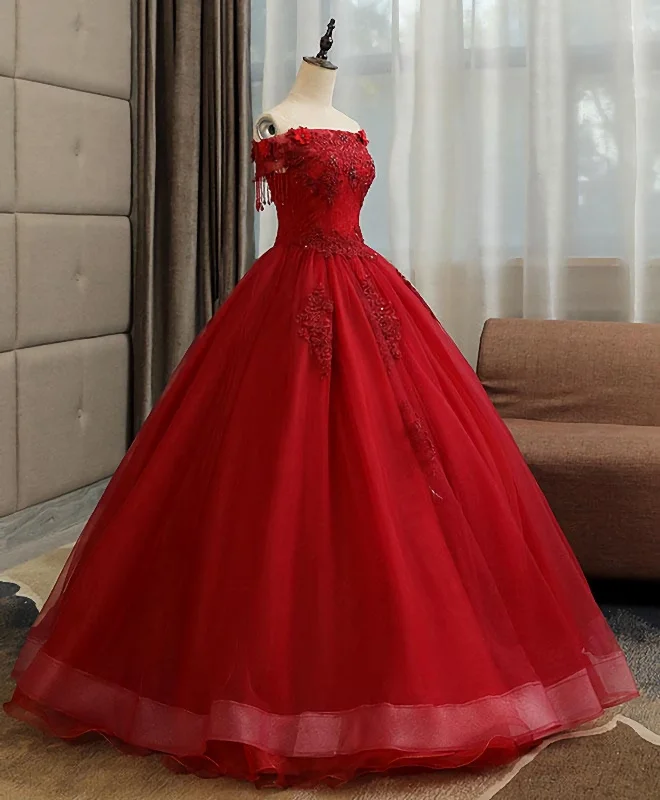 Burgundy Tulle Lace Long Prom Gown Burgundy Tulle Lace Formal Dress White Lace Tulle