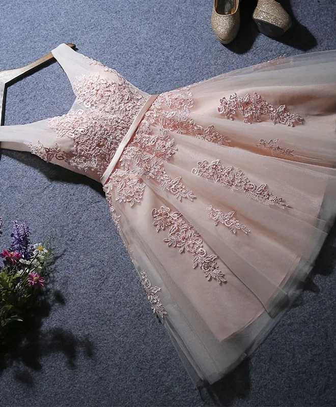 Cute A Line Tulle Lace Short Prom Dress, Homecoming Dress Tulle Dress Fit