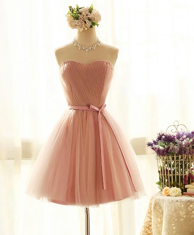 Cute Sweetheart Neck Tulle Short Prom Dress, Bridesmaid Dress Stylish Tulle Dress