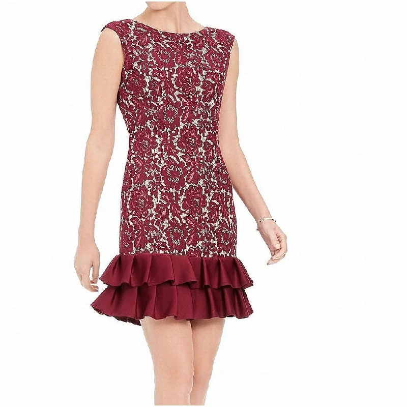 Donna Ricco Women's Sleeveless Lace Dress Wine Size 8 Vintage Lace Gown