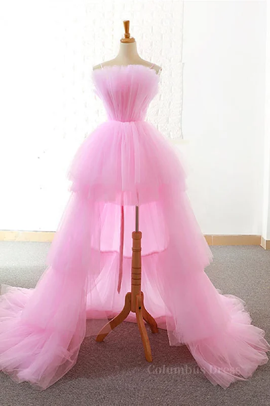 Gorgeous High Low Pink Tulle Long Corset Prom Dresses, Pink Tulle Corset Formal Graduation Evening Dresses outfit Tulle Dress Soft Gorgeous High Low Pink Tulle Long Corset Prom Dresses, Pink Tulle Corset Formal Graduation Evening Dresses outfit Tulle Dress Soft