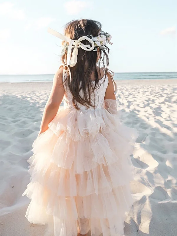 Multi-Layered Tulle Princess Flower Girl Dress with Spaghetti Straps Tulle Dress Dazzle Multi-Layered Tulle Princess Flower Girl Dress with Spaghetti Straps Tulle Dress Dazzle