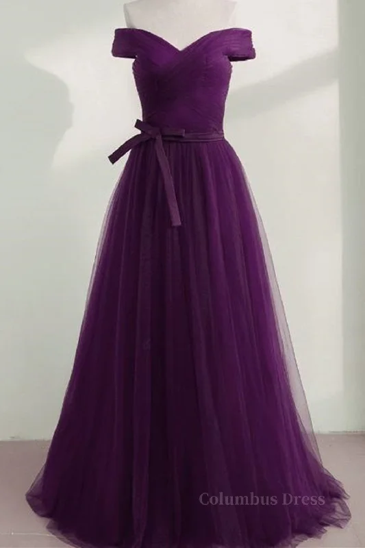 Off Shoulder Purple Tulle Long Corset Prom Dresses, Off the Shoulder Purple Corset Formal Dresses, Purple Evening Dresses outfit Sweet Tulle Dress Off Shoulder Purple Tulle Long Corset Prom Dresses, Off the Shoulder Purple Corset Formal Dresses, Purple Evening Dresses outfit Sweet Tulle Dress