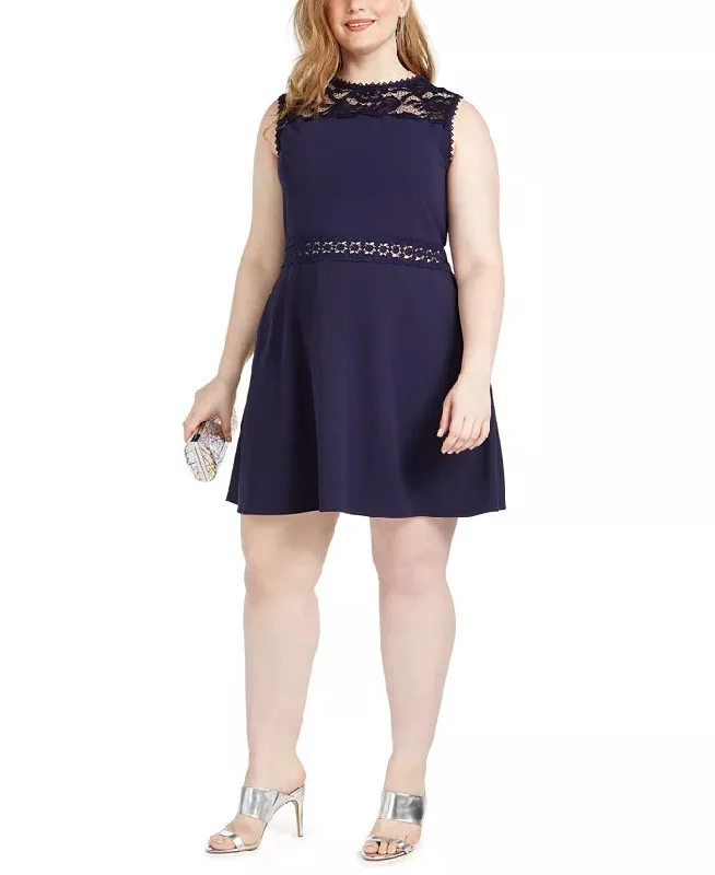 Speechless Women's Trendy Lace Trim A Line Dress Blue Size 18 Light Lace Dress