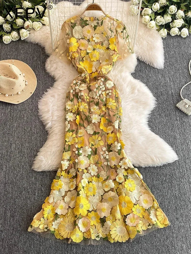 Summer High-end Embroidery Lace Dress Lace Dress Summer