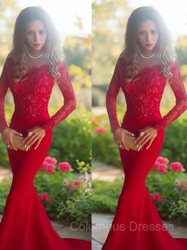 Trumpet/Mermaid Off-the-Shoulder Sweep Train Elastic Woven Satin Prom Dresses With Appliques Lace Off-the-shoulder Lace Trumpet/Mermaid Off-the-Shoulder Sweep Train Elastic Woven Satin Prom Dresses With Appliques Lace Off-the-shoulder Lace