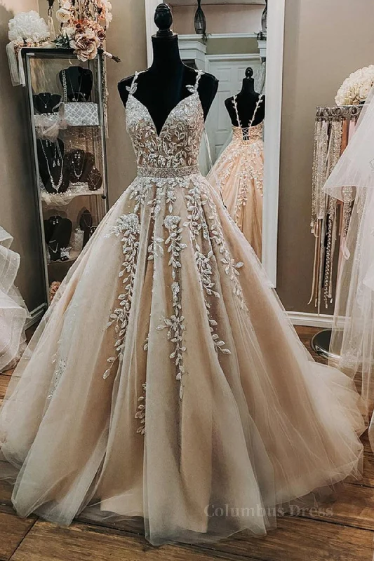 V Neck Backless Champagne Tulle Lace Long Corset Prom Dresses, Champagne Lace Corset Formal Evening Dresses, Champagne Corset Ball Gown outfits Tulle Dress Shine V Neck Backless Champagne Tulle Lace Long Corset Prom Dresses, Champagne Lace Corset Formal Evening Dresses, Champagne Corset Ball Gown outfits Tulle Dress Shine