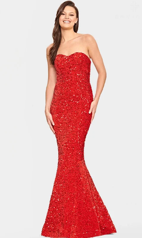Faviana S10819 - Velvet Sequin Evening Gown All-Over Sequin Dress