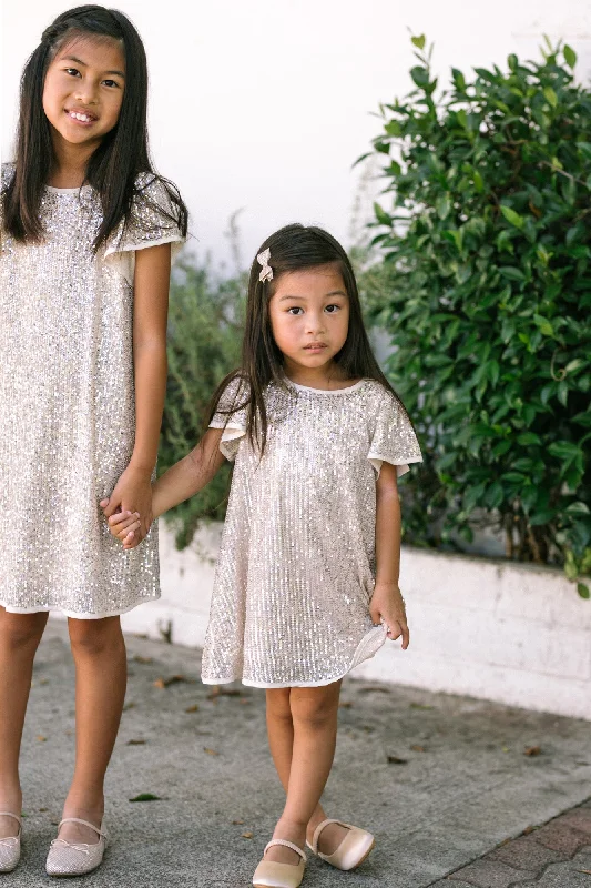 Kids Sequin Shift Dress Pink Sequin Gown