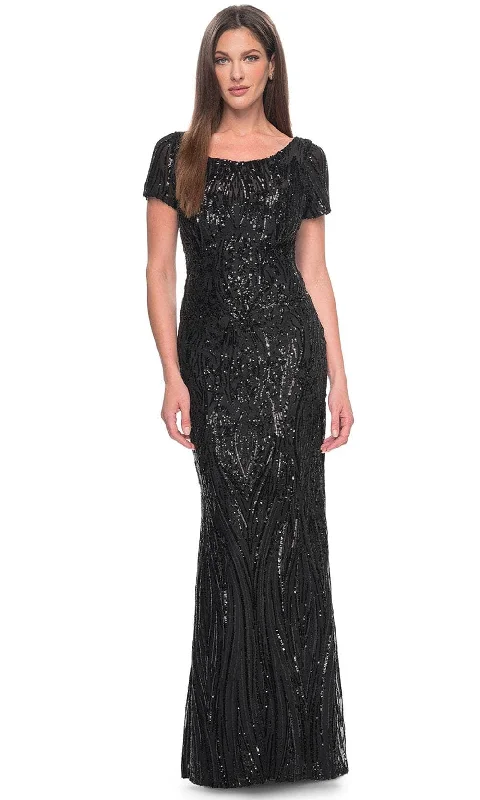 La Femme 31852SC - Short Sleeve Sequin Formal Dress Flirty Sequin Dress
