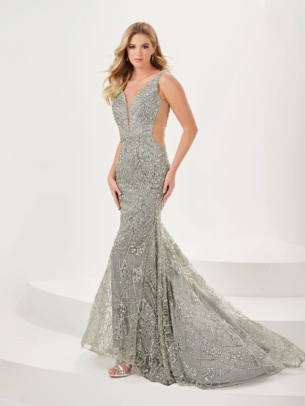 Sequin Applique Sleeveless Trumpet Dress by Panoply 14192 Shimmer Sequin Dress