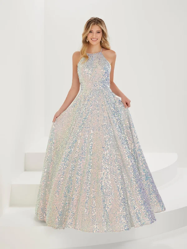 Shimmer Sequin Halter A-line Gown by Tiffany Designs 16920 Colorful Sequin Dress