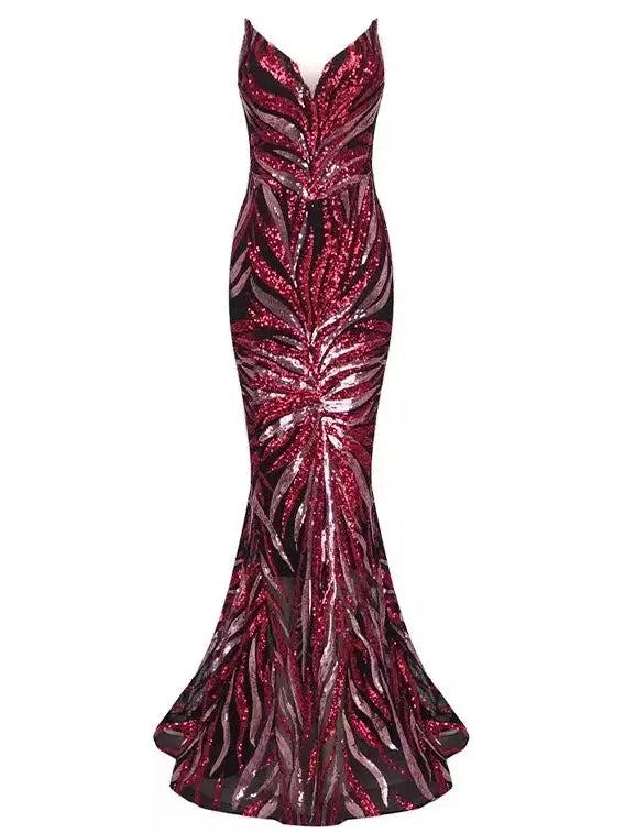 Strapless Sequin-Embellished Gown Sequin Bodycon Dress