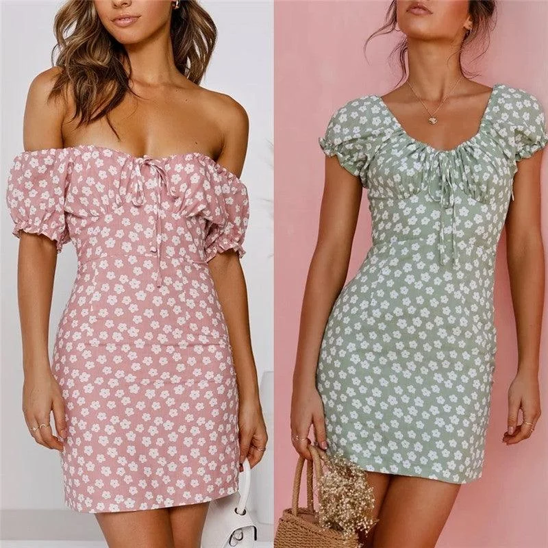 Cute Vestidos Print Ladies Bodycon Boho Women Dresses Party Bodycon Party Dress