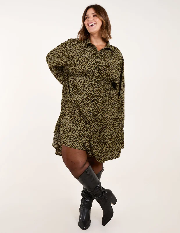 Curve Leopard Shirt Dress Black Shirt Dress