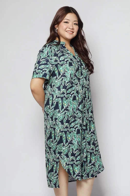 Eline Shirt Dress in Green Escape Button Front Shirt