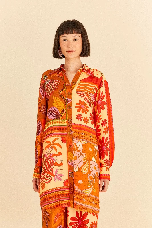 Forest Mixed Scarves Lenzing™ Ecovero™ Viscose Shirtdress Shirt Dress Casual