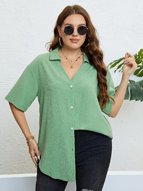 Johnny Collar Half Sleeve Shirt Elegant Shirt Dress