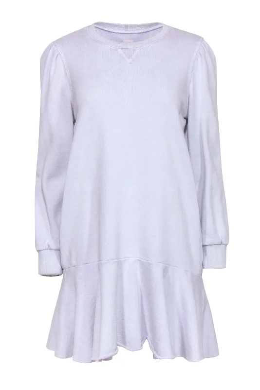 La Vie Rebecca Taylor - Lavender Shift Sweatshirt Dress w/ Ruffled Hem Sz M Short Shirt Dress