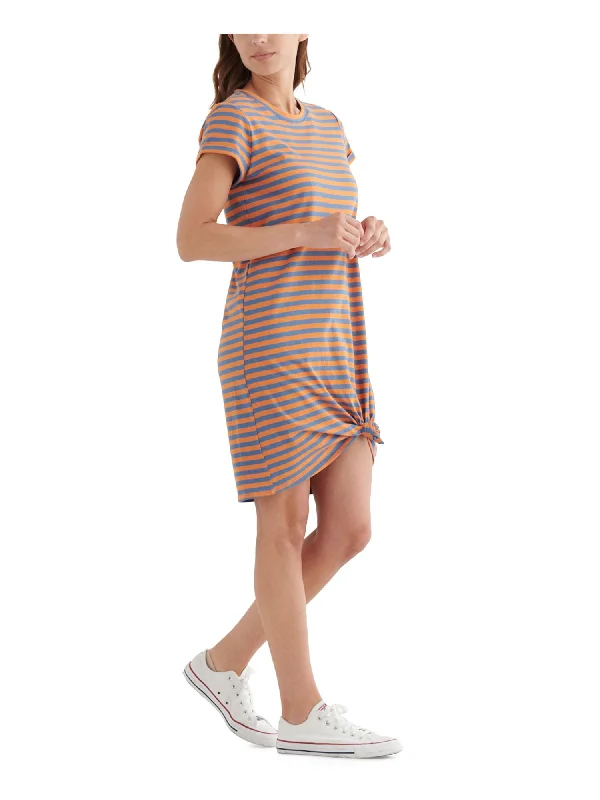 LUCKY BRAND Womens Orange Striped Short Sleeve Crew Neck Above The Knee T-Shirt Dress Comfortable Shirt Dress LUCKY BRAND Womens Orange Striped Short Sleeve Crew Neck Above The Knee T-Shirt Dress Comfortable Shirt Dress