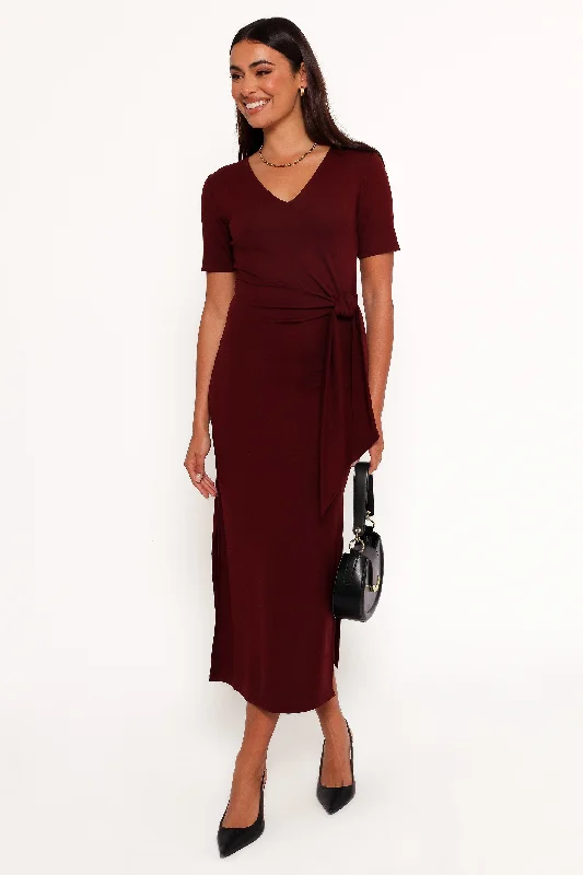 Asha Midi Dress - Wine Casual Midi Skirt