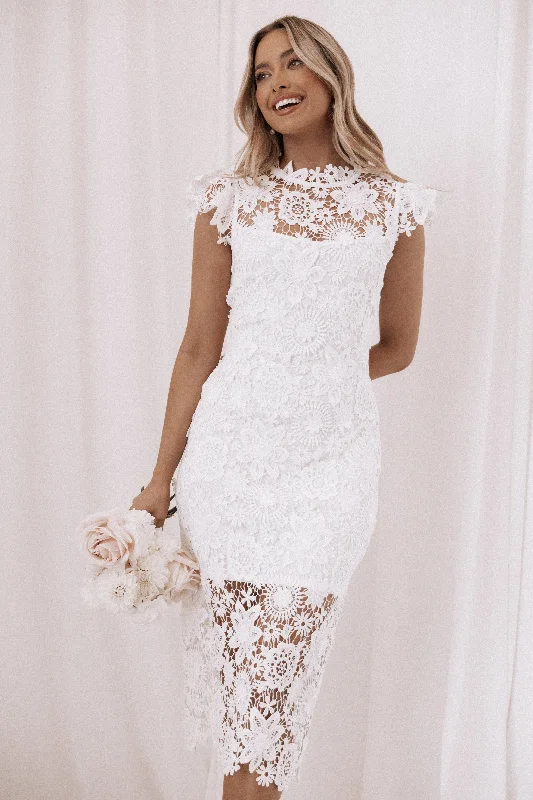 Becca Midi Dress - White Printed Floral Midi