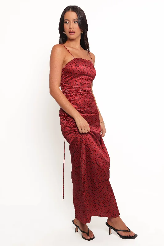 Enid Midi Dress - Red Wraparound Midi Skirt