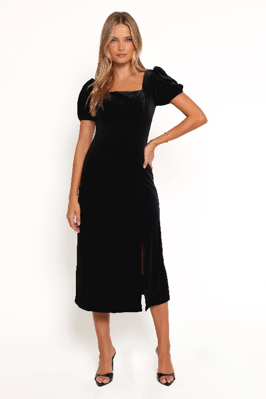 Quinnie Midi Dress - Black Bright Midi Skirt